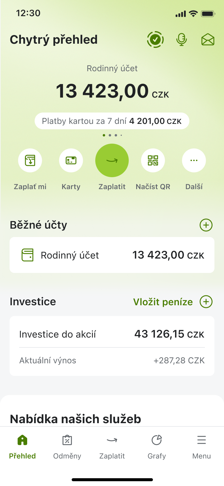 Založení v aplikaci