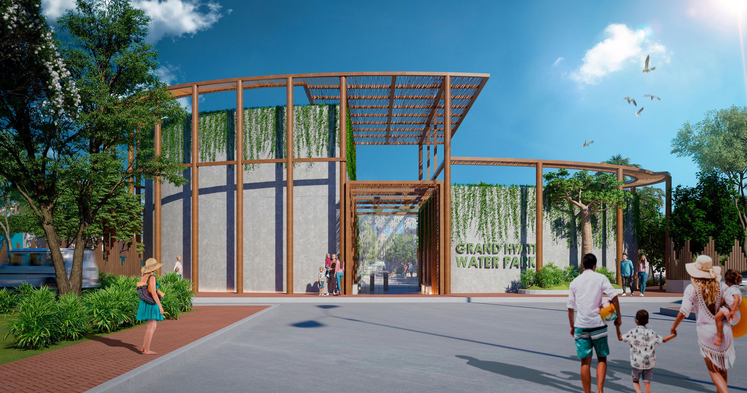 Pohled na vchod do aquaparku - vizualizace