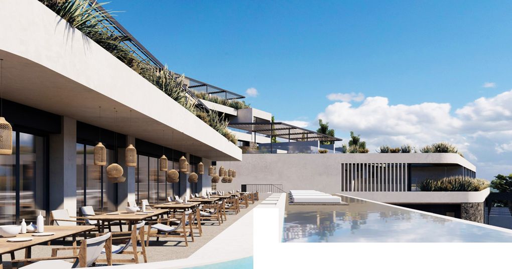 Restauracja z basenem - wizualizacja