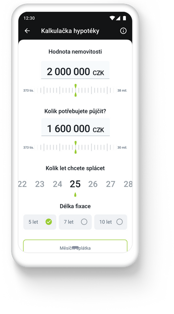 Hypotéční kalkulačka v aplikaci
