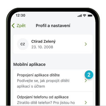 Ilustrace: Jak dítěti propojit mobilní aplikaci s účtem pro dítě?