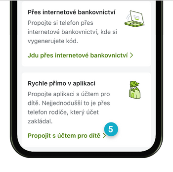 Ilustrace: Jak dítěti propojit mobilní aplikaci s účtem pro dítě?