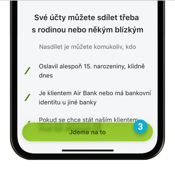Ilustrace: Sdílení bankovních služeb v mobilní aplikaci
