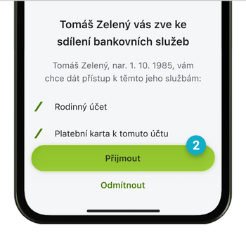 Ilustrace: Sdílení bankovních služeb v mobilní aplikaci