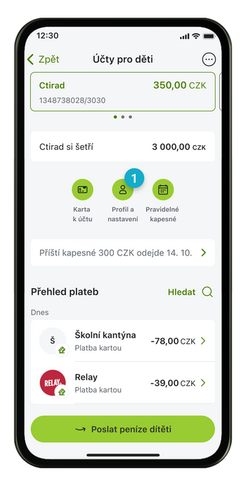Ilustrace: Jak dítěti propojit mobilní aplikaci s účtem pro dítě?