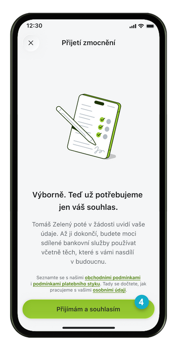 Ilustrace: Sdílení bankovních služeb v mobilní aplikaci
