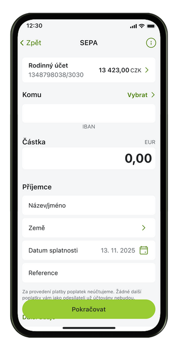 Ilustrace: Zadání zahraniční platby
