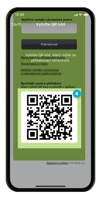 Ilustrace: Přihlášení do internetového bankovnictví vyfocením QR kódu