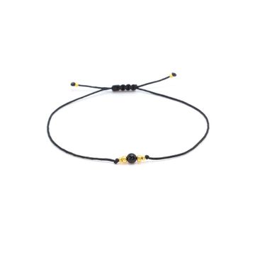 Provázkový náramek s onyxem na černé šňůrce