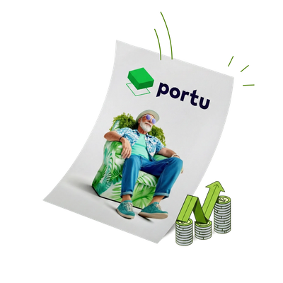 Bankéř drží plakát Portu