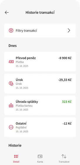 Historie transakci Flexi CZ