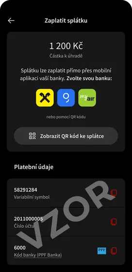 Zaplatit splatku Po splatnosti Vice splatek CZ dark