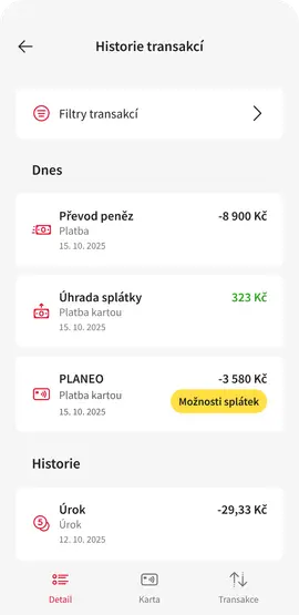 Historie transakci Sikuc CZ