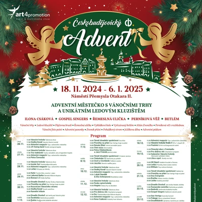 Českobudějovický Advent - řemeslné trhy, vyhlídkové kolo, kluziště, adventní program