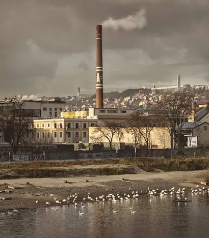 Historická fotografie pivovaru z doby německého kapitálu