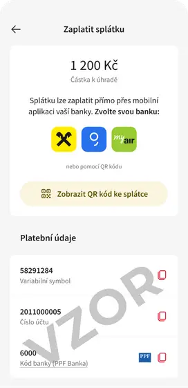 Zaplatit splatku Po splatnosti Vice splatek CZ