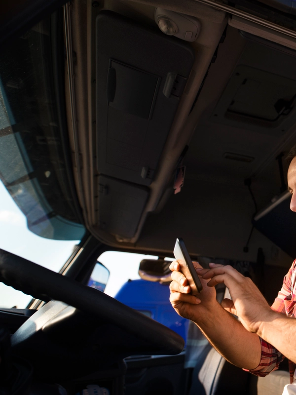 Truck driver using tablet gps navigation destination